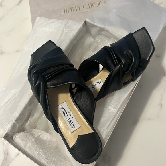Jimmy Choo Narisa Knotted Leather Flat Sandals - Picture 3 of 4